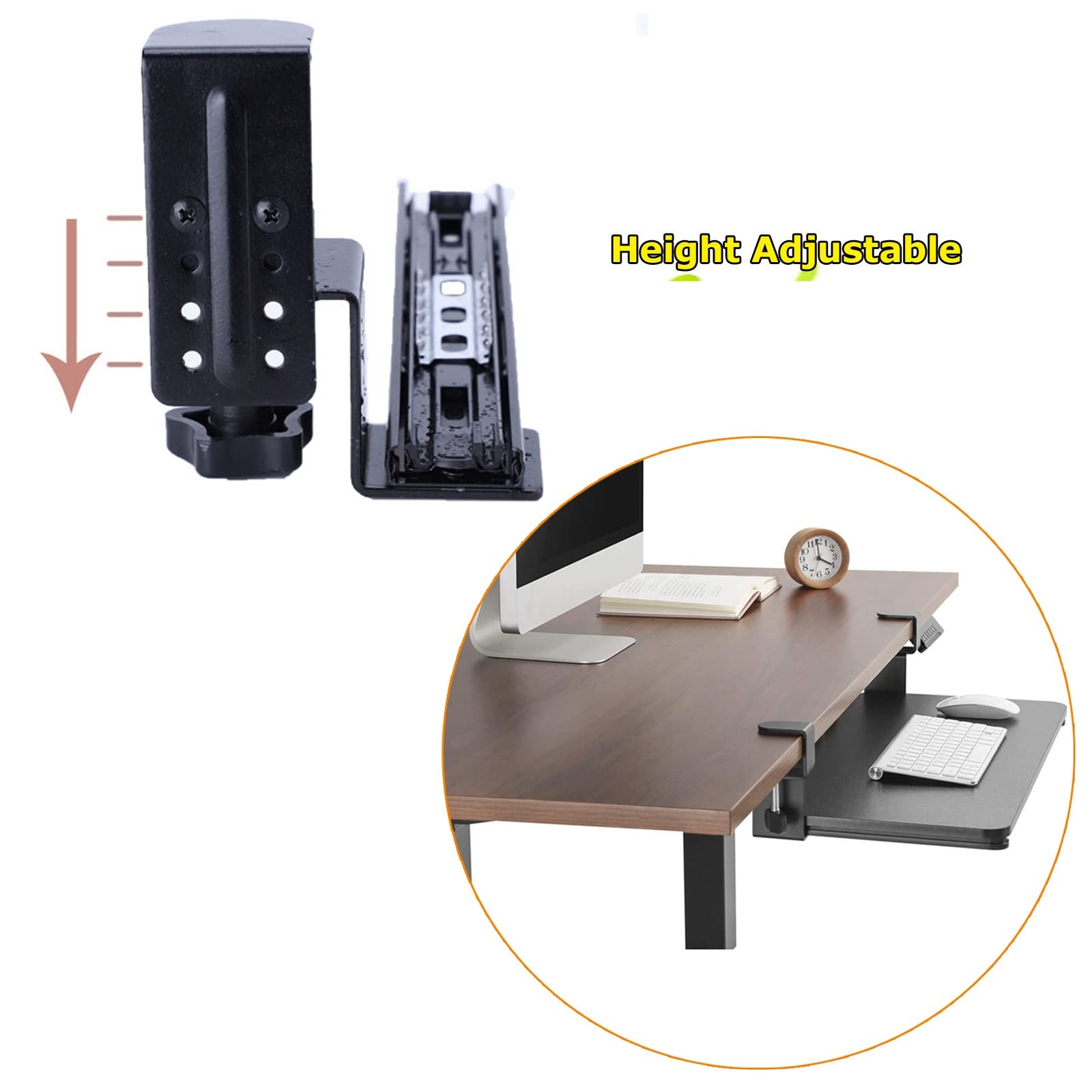 Ergonomische Schreibtisch-Handgelenkstütze aus Holz und ausziehbare Tastaturablage, stabile ausziehbare Plattform für Komfort unter dem Schreibtisch, Tastaturablage, erhältlich in Schwarz