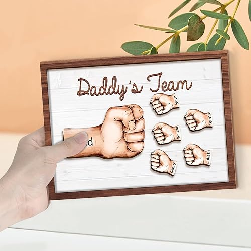 Miniatura 2 de Placa de madera personalizada para papá, letrero de madera personalizado con nombre del niño, letrero de madera de puño, regalo del día del padre