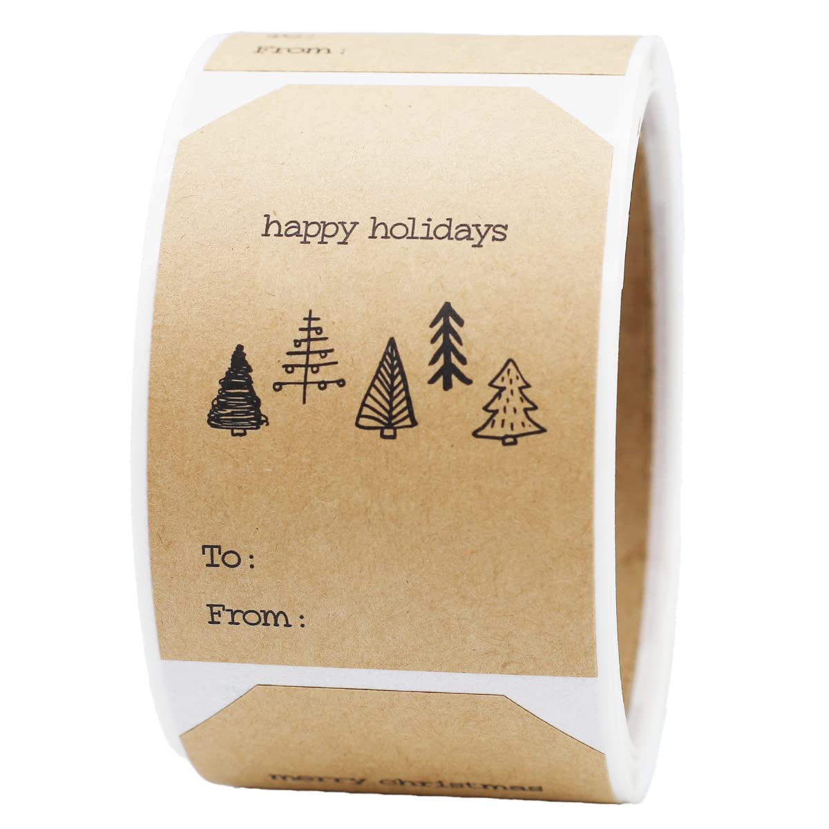 Étiquettes sapin de Noël autocollantes au format 5 x 7,6 cm pour paquets raffinés