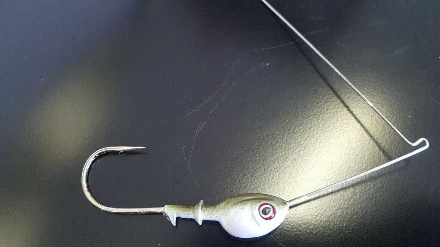 5 Custom Guppy Minnow R Bend Spinnerbait Heads Spinner Bass Pike - WH/Olive 3/8oz