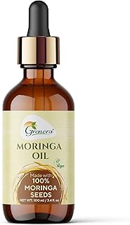 Grenera Moringa Oil - USDA Certified, 100% Pure, Cold Pressed & Unrefined Oil (3.4oz) - Natural Moisturizer for Skin, Face, Body & Hair - Non-GMO & Vegan