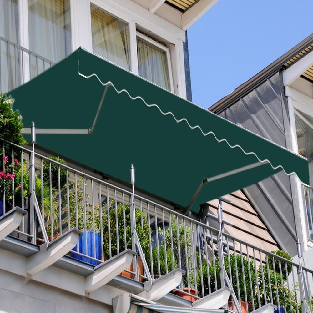 Yedek Tente Kumaşı - Su Geçirmez Polyester Güneşlik Gölgelik Saçaklı - Teras için Koyu Yeşil Tente Bezi (5 x 2,5 m/16 x 8 ft)