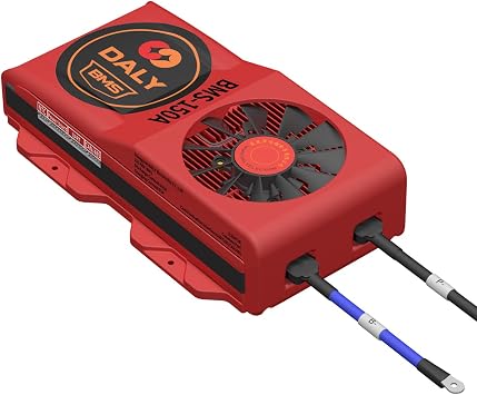 DALY Smart BMS LiFePo4 16S 48V 150A PCB Battery Management System with CAN 485 and UART Communication Bluetooth Battery Monitoring Module and Cooling Fan for Off Grid Application