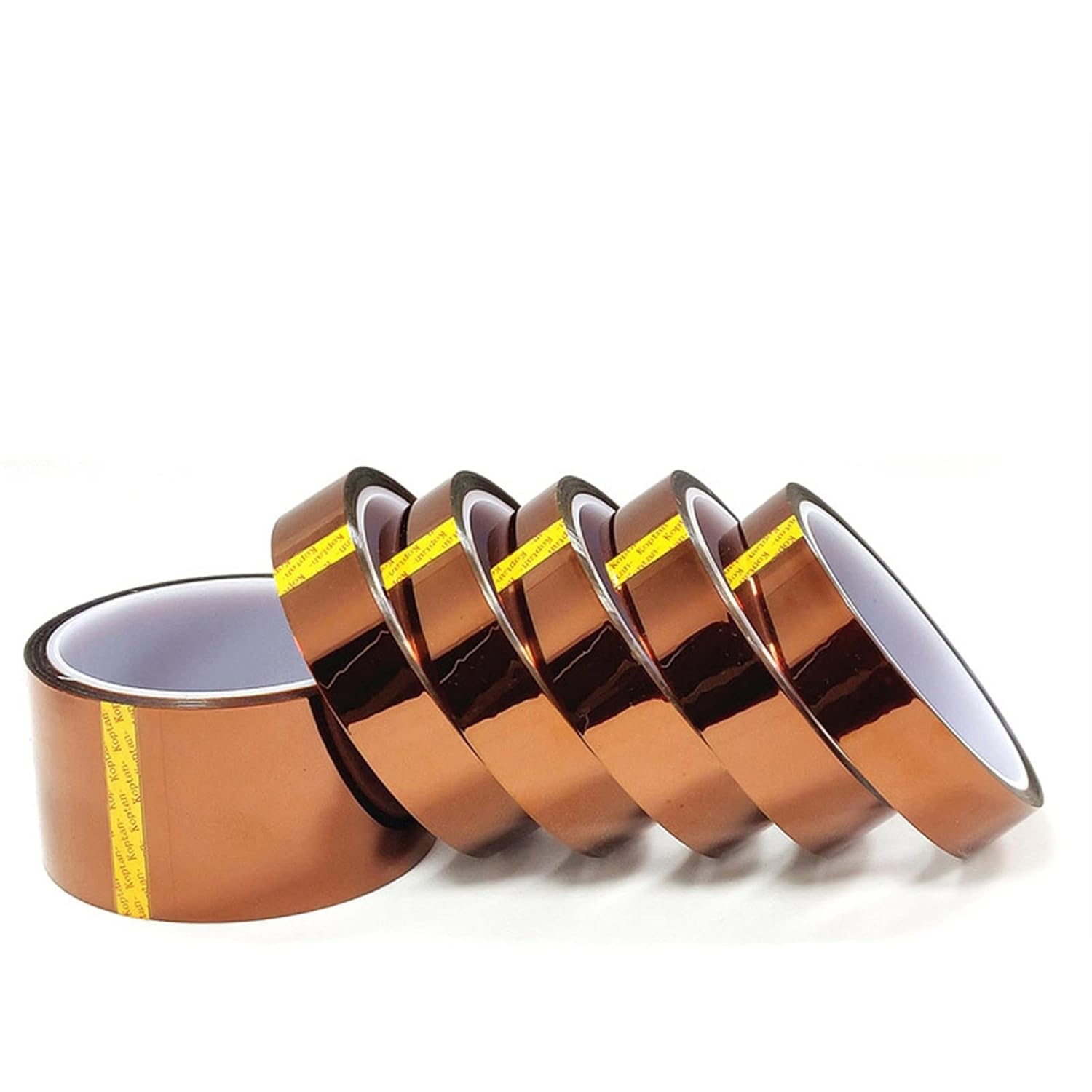 ZUC 5/6/8/10/12/15/20MM x 30M Brown High Temperature Resistant Kapton Tape Polyimide for Electric Task/Grills/Powder Coating(Size:5mm)