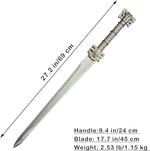 Miniatura 2 de Espada GuiHou de acero inoxidable de oro blanco de 28.3 pulgadas con vaina para colección, exhibición, cosplay