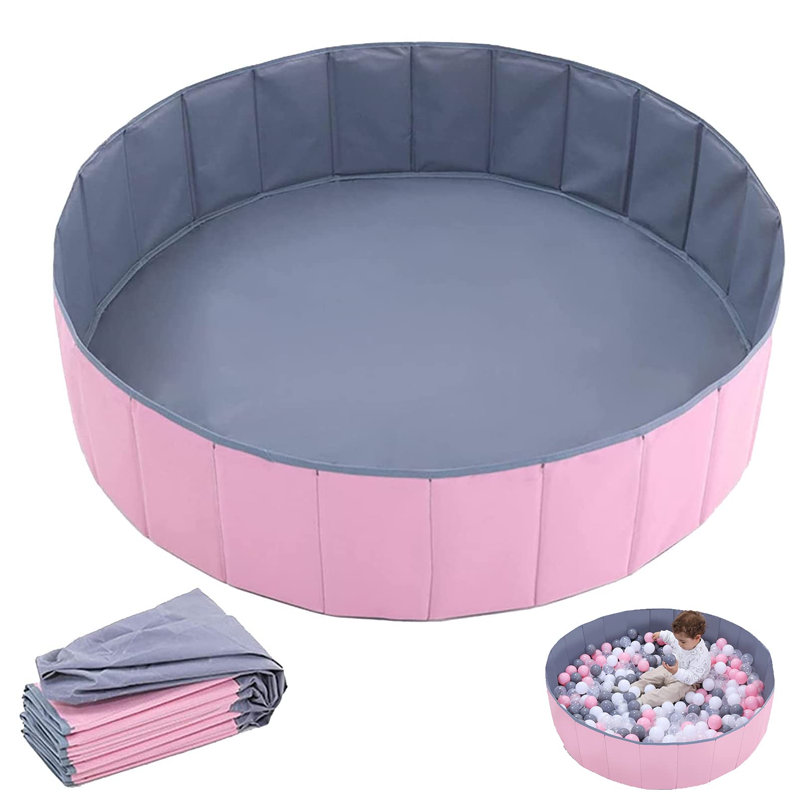 PHOEB Baby Ball Pit for Toddlers,Folding Portable Ball Pool Ball Pit Ocean Ball Macaroon Colorful Pit Water Pool Ocean Wave Ball for Kids Playhouse Pool Ball Pit Accessories PHOEB (Baby Ball Pit)