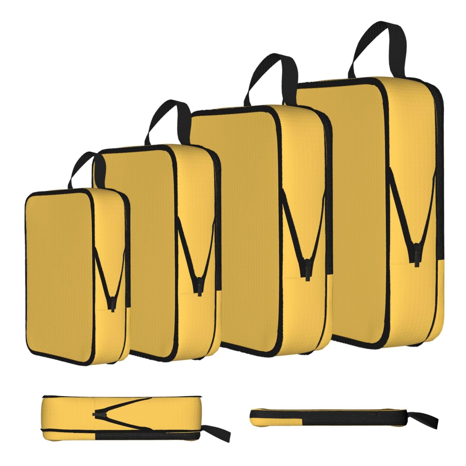 Sxzvvbn Black Yellow Compression Packing Cubes 4 Piece Set