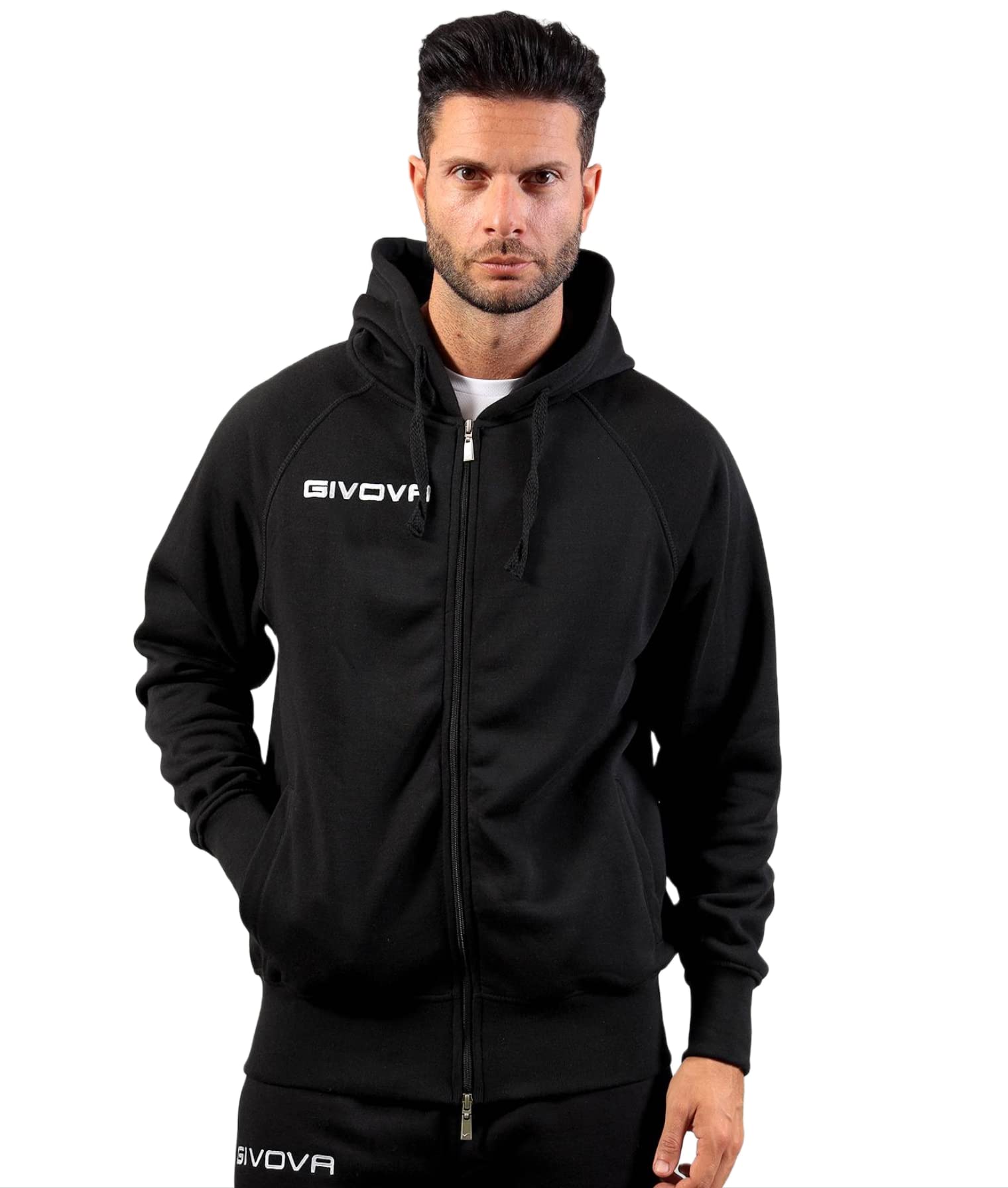 Givova Unisex Noir T-Shirt Hooded Sweatshirt,