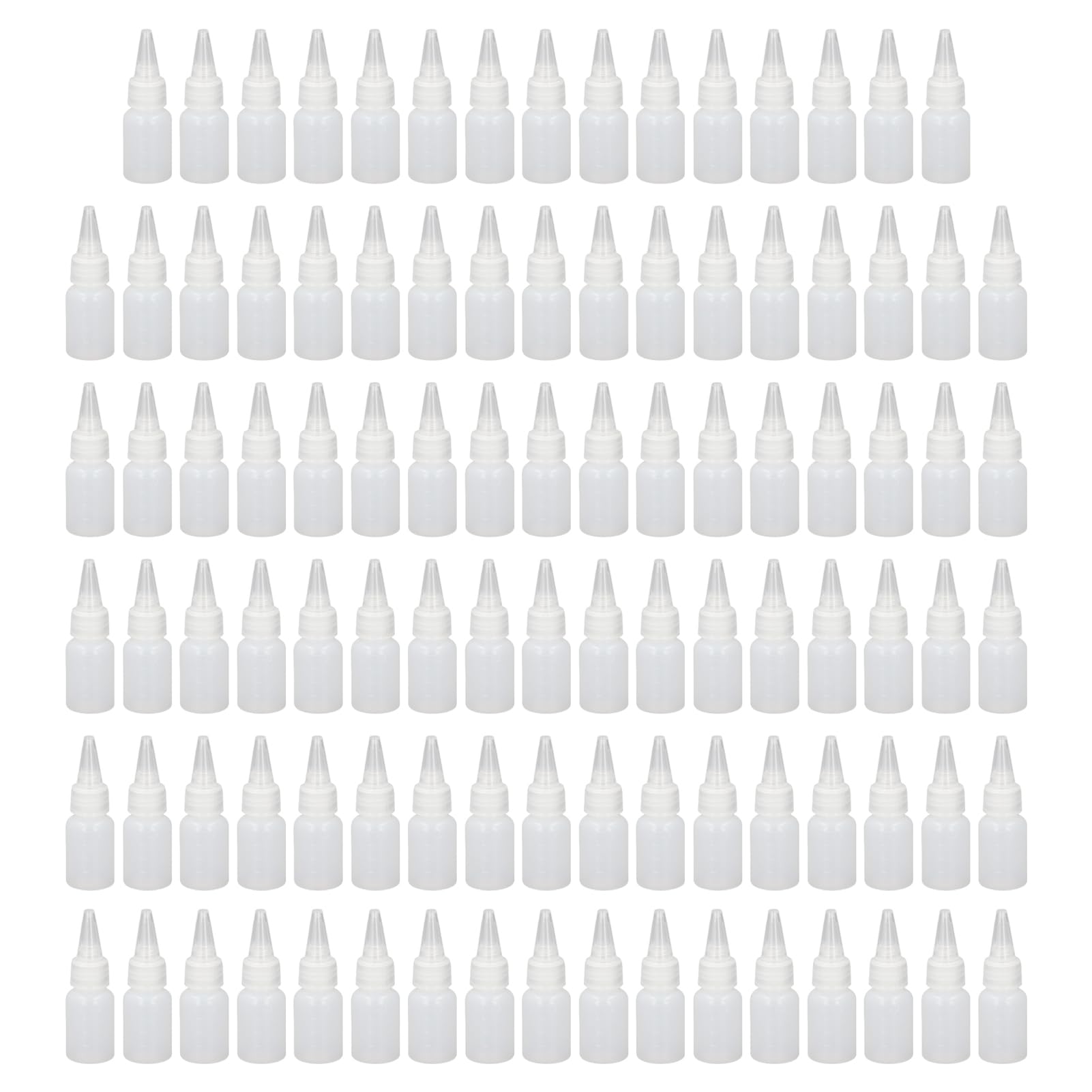 100 szt. Małe Plastikowe Butelki Wyciskane z podziałką 20 Ml, Szeroki Zakres zastosowań Kosmetyków Balsamy Szampony Olejki Kleje Farby Mydła, Lekkie Przenośne Butelki na Pikniki
