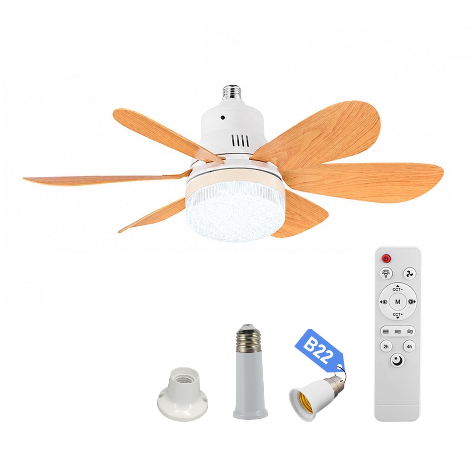 Small Ceiling Fan with Light and Remote, 40W 200 to 2000LM LED Breeze Fan Light, 3 Colour Temperature Adjustable for Living Room Study Home Household Use
