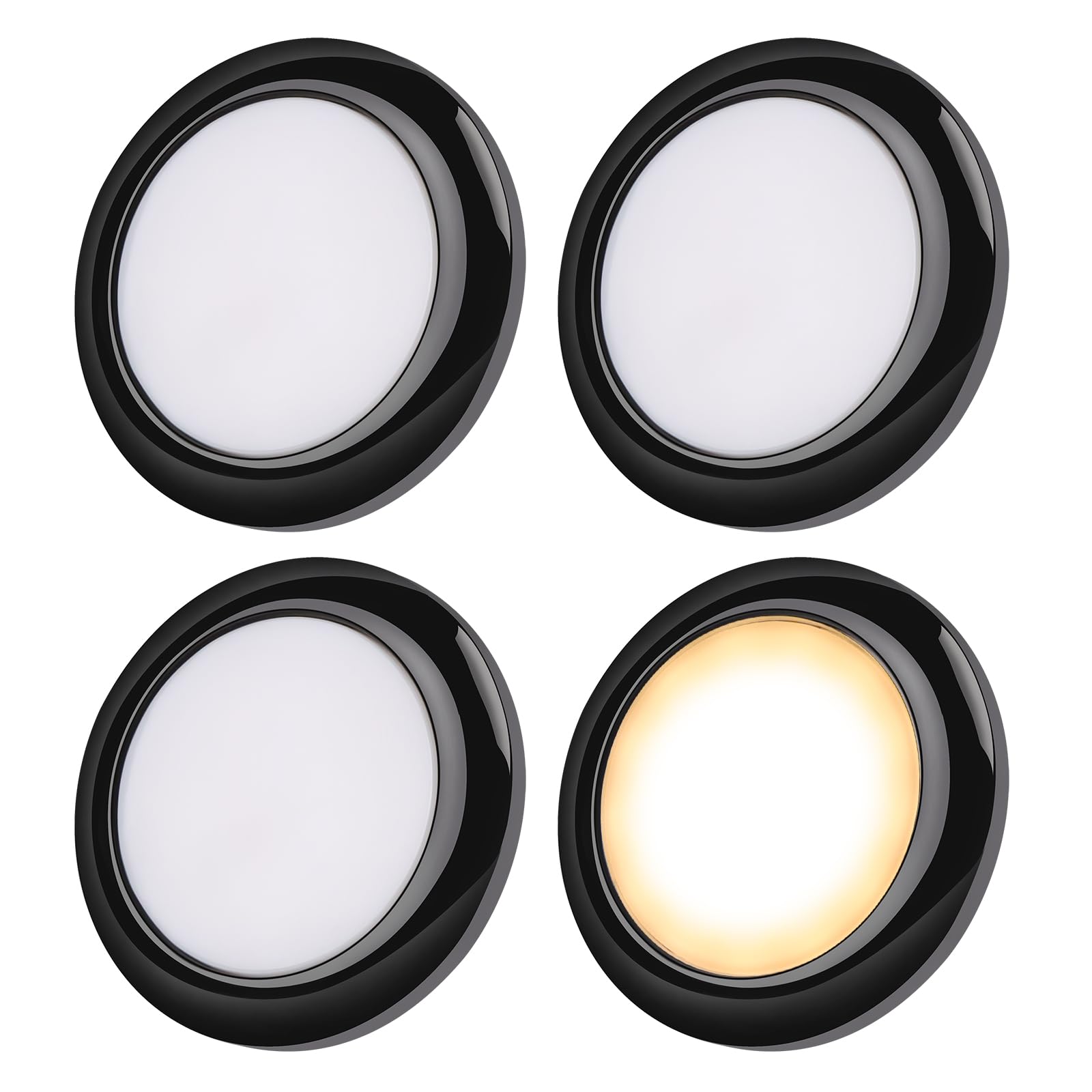 acegoo LED Plafoniera Luce 12V Camper Illuminazione Interna per Auto Caravan Barca Yacht, Dimmerabile Materiale PC 235lm 4PCS (Nero, 3000K)