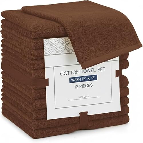 Linteum Textile Supply Premium 12x12 Washcloth (Dark Brown) – 100%