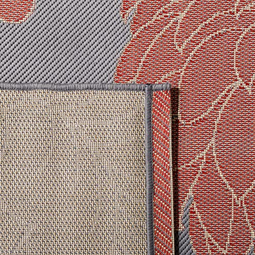 SAFAVIEH Courtyard Collection 6'7" x 9'6" Anthracite / Red miniatura 6
