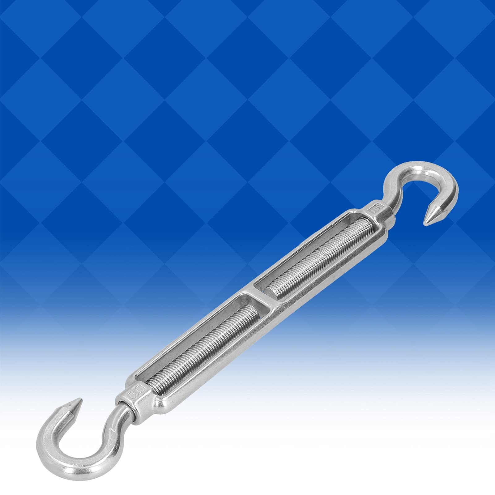 Fafeicy Gancio e Occhiello Tenditore a Fune Metallica, Tenditore a Fune Metallica 304 in Acciaio Inox M16 Tenditore Regolabile Bullone Gancio di Traino Accessori, per Installazione Interna(OC Type