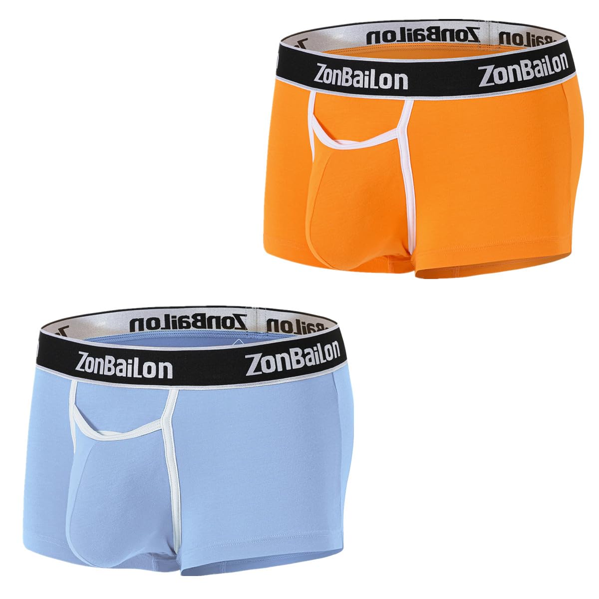 ZONBAILON Horizontal Fly Mens Underwear Comfy Boxer Briefs for Men Pouch