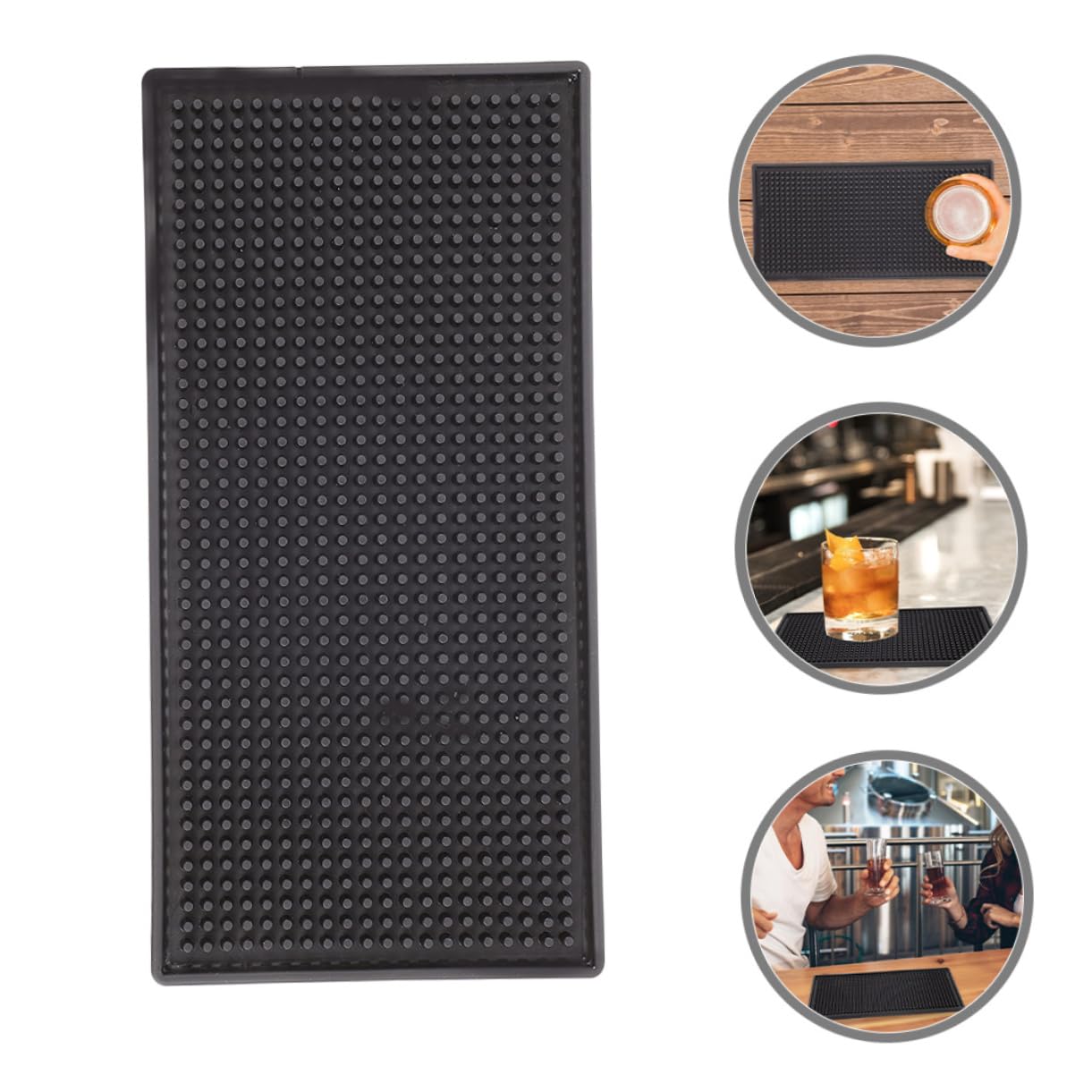 Tappetino da Bar Antiscivolo 2 Pezzi in Pvc e Silicone Nero | Spesso e Resistente, Pratico da Riporre, per Bancone e Superfici da Caffè