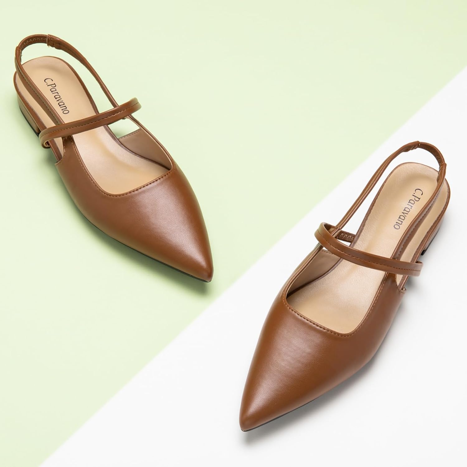 C.Paravano Women's Slingback Flats | Pointed Toe Pumps | Kitten Heels for Women | Slingback Dress Shoes | Slingback Sandals - Image 4