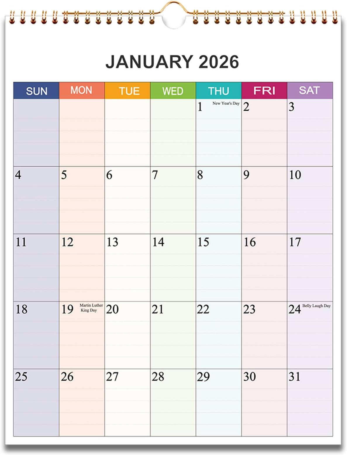 2024 Wall Calendar - Calendar 2024 Monthly Planner from January 2024 to December 2024, 12 Months Calendar, 140 Gsm Premium Paper, Twin-Wire Binding, 11.5"×14.5", Colorful