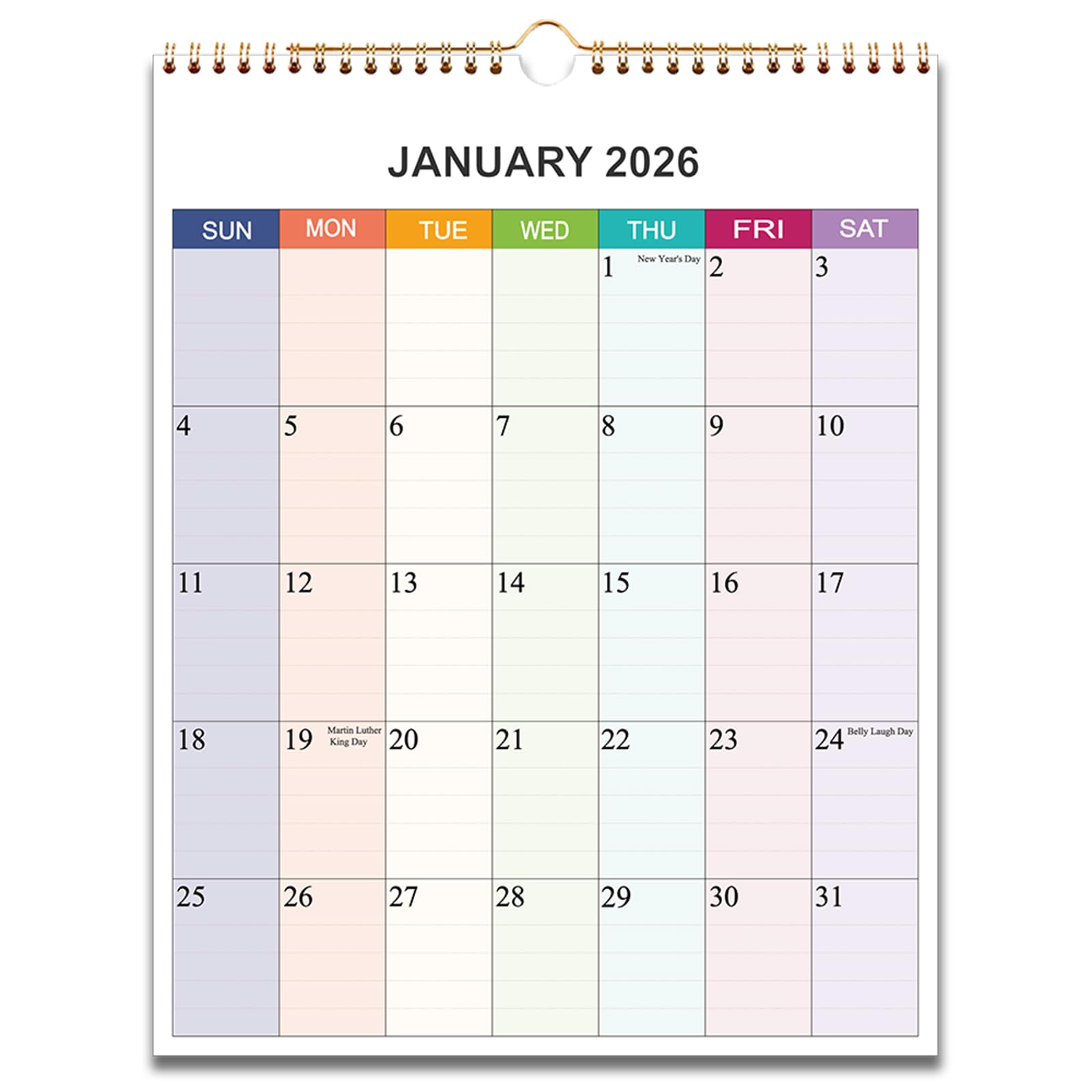 2024 Wall Calendar - Calendar 2024 Monthly Planner from January 2024 to December 2024, 12 Months Calendar, 140 Gsm Premium Paper, Twin-Wire Binding, 11.5"×14.5", Colorful