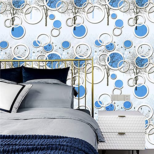 Image of SARVATRAY Self-Adhesive Wallpaper, Blue Round Kitchen & Wall Stickers, Oil Proof & Heat Resistant, 1.5 X 9.5 SQ FT(3 M)