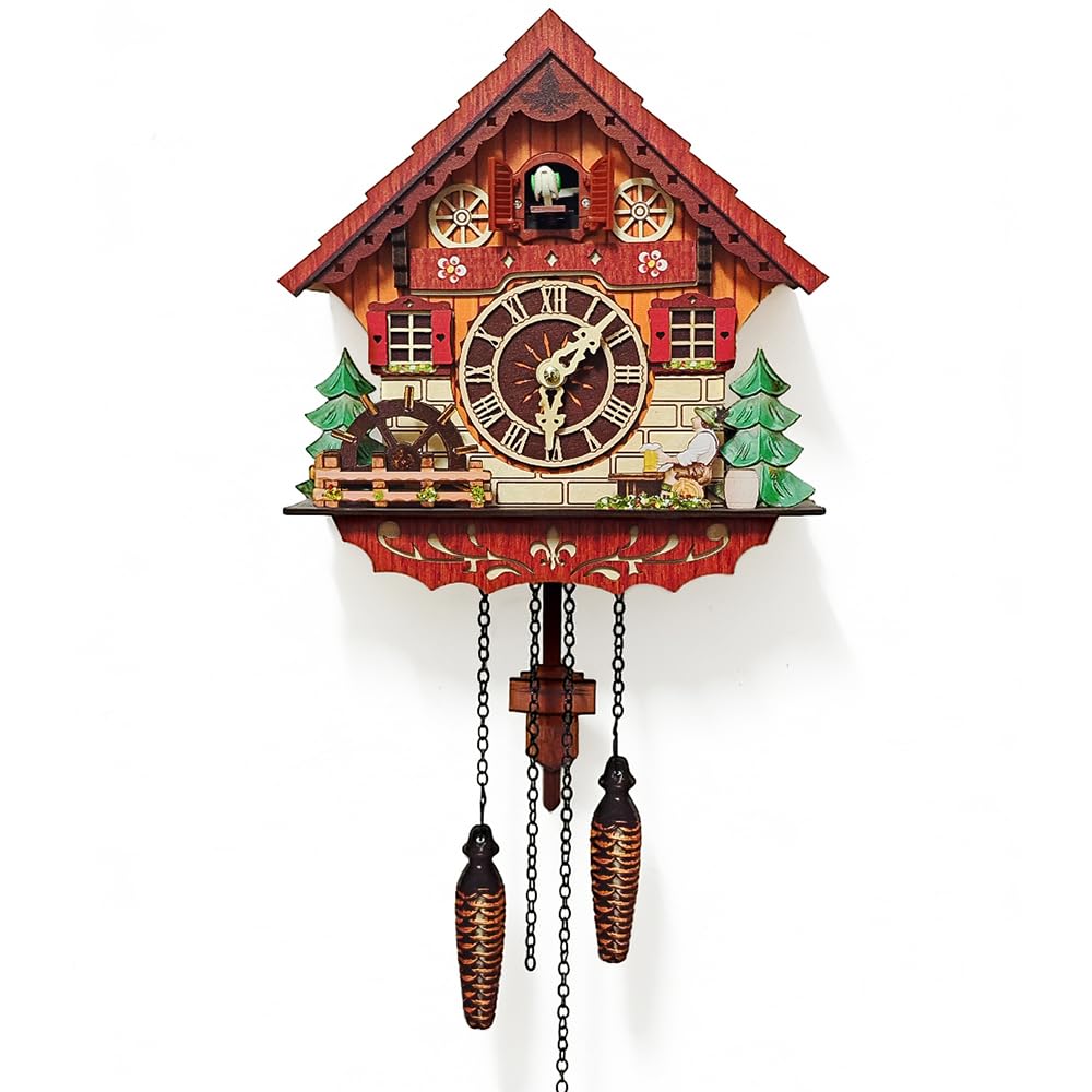 Kuckucksuhr, Kreative Retro-Wanduhr als Teil klassischer Kuckucksuhren, mit authentischem Kuckucksruf, DIY Kunstdekoration für Wohnzimmer, Schlafzimmer, Büro, Küche & Essbereich