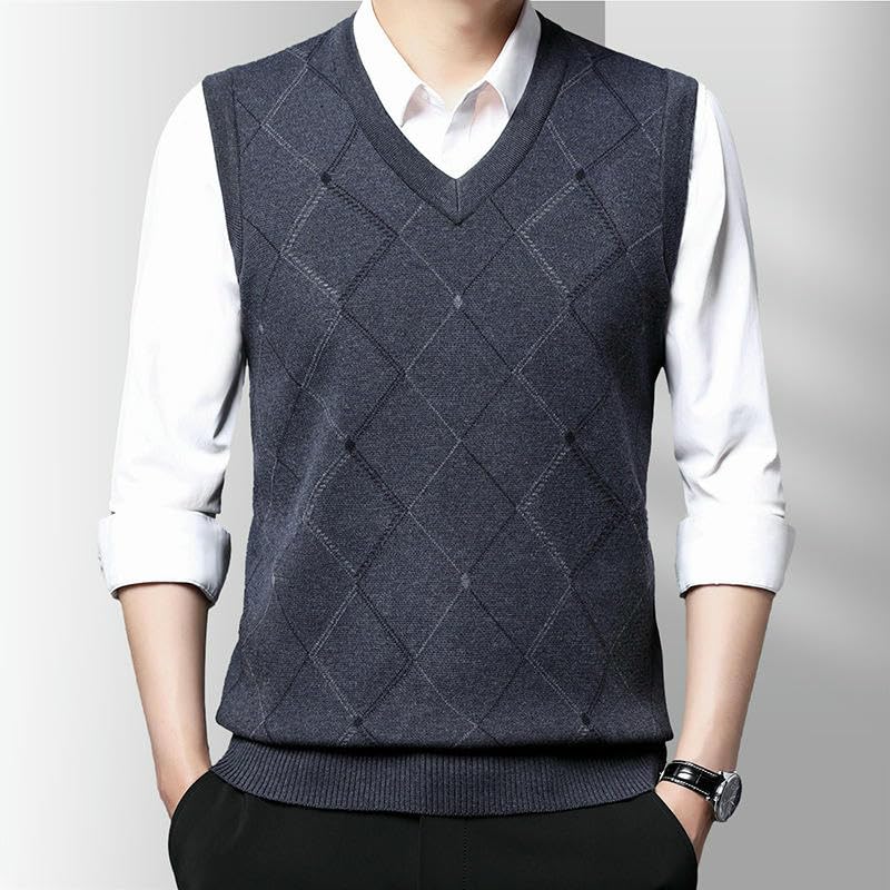 Chaleco de punto jacquard para hombre que busca abrigarse sin peso 3