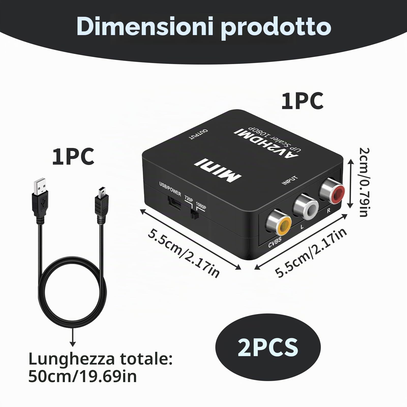 Adattatore VGA A HDMI 1080P Con Audio – Per PS3, PS4, PC A TV – Convertitore Video