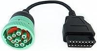 Vista 8 de Cable Adaptador OBD2 Macho a 9pin J1939 Hembra OBDII a Verde J1939