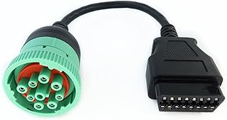Green Type 2 J1939 Male to 16pin OBD2 Female Cable 16pin to 9pin J1939 Adapter Cable