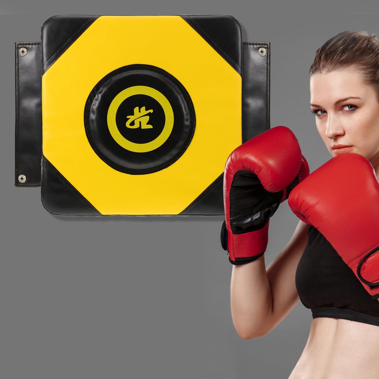 Cible de Boxe Murale Résistante PU Entraînement pour Frappe et Coup de Pied Outil de Boxe à Fixer Mur pour Sportifs Débutants et Confirmés Jaune