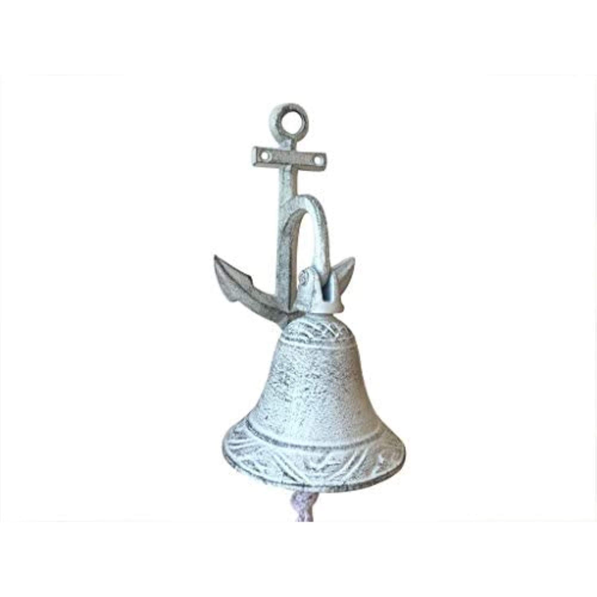 Cloche ancre en fonte blanche rustique pour remplacer votre sonnette de porte