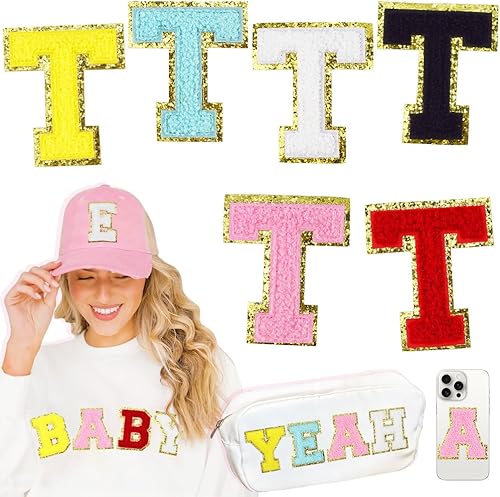 Parches de letras de felpilla termo-adhesivas para ropa, parches de letras universitarias de preppy, parches para chaquetas de letterman, parche