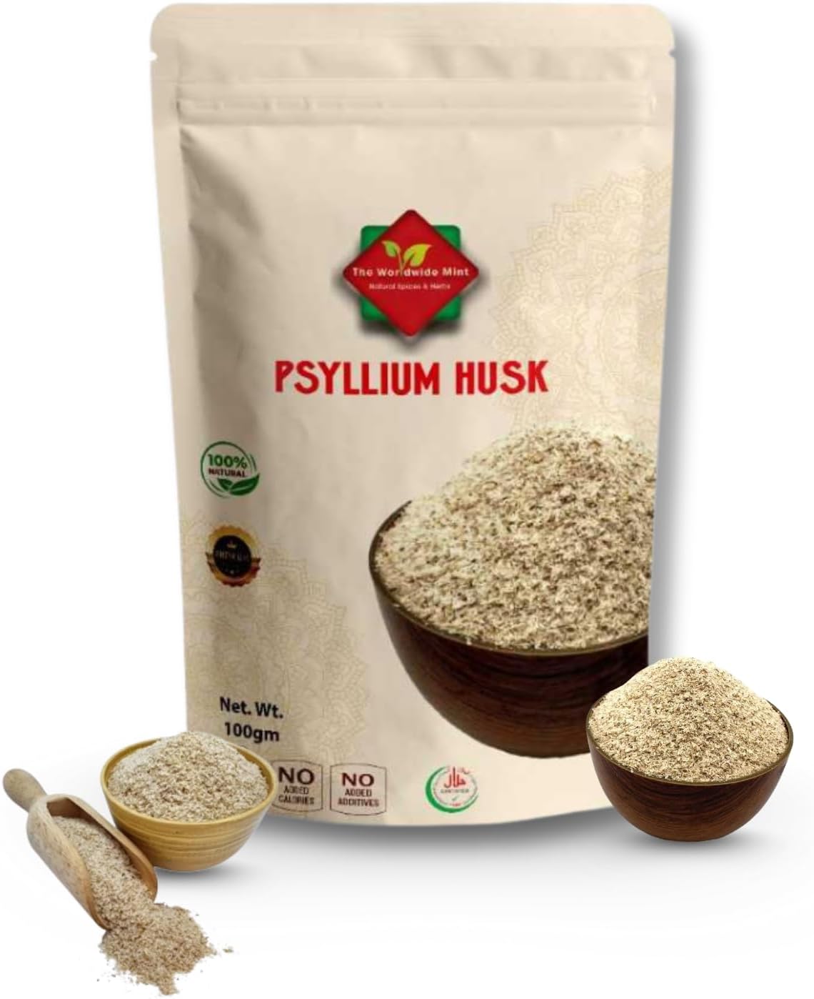 Psyllium Husk (100g/3.52oz) Easy Mixing Fiber Supplement, Finely Ground & Non-GMO Powder for Promoting Regularity
