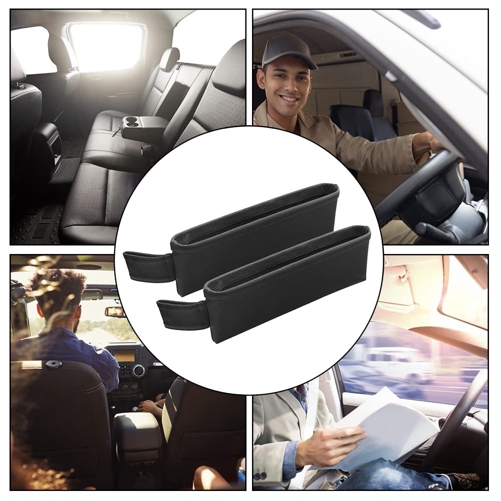 DONGKER Aufbewahrungsbox für Autositze, 2 Stück PU-Leder Car Seat Gap Filler, Vorder-Autositz Lückenfüller für Die Meisten Modelle von Autos, 36x11,5 cm