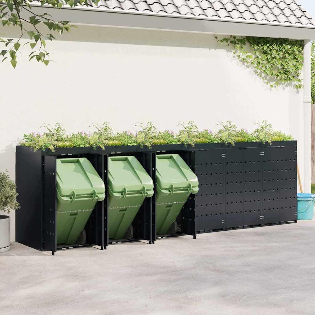 Genérico Almacenamiento de Cubos Wheelie para 6 Cubos Negro,Casa y jardín,Productos del hogar,Accesorios para contenedores de residuos,Soportes para contenedores de residuos-3394742
