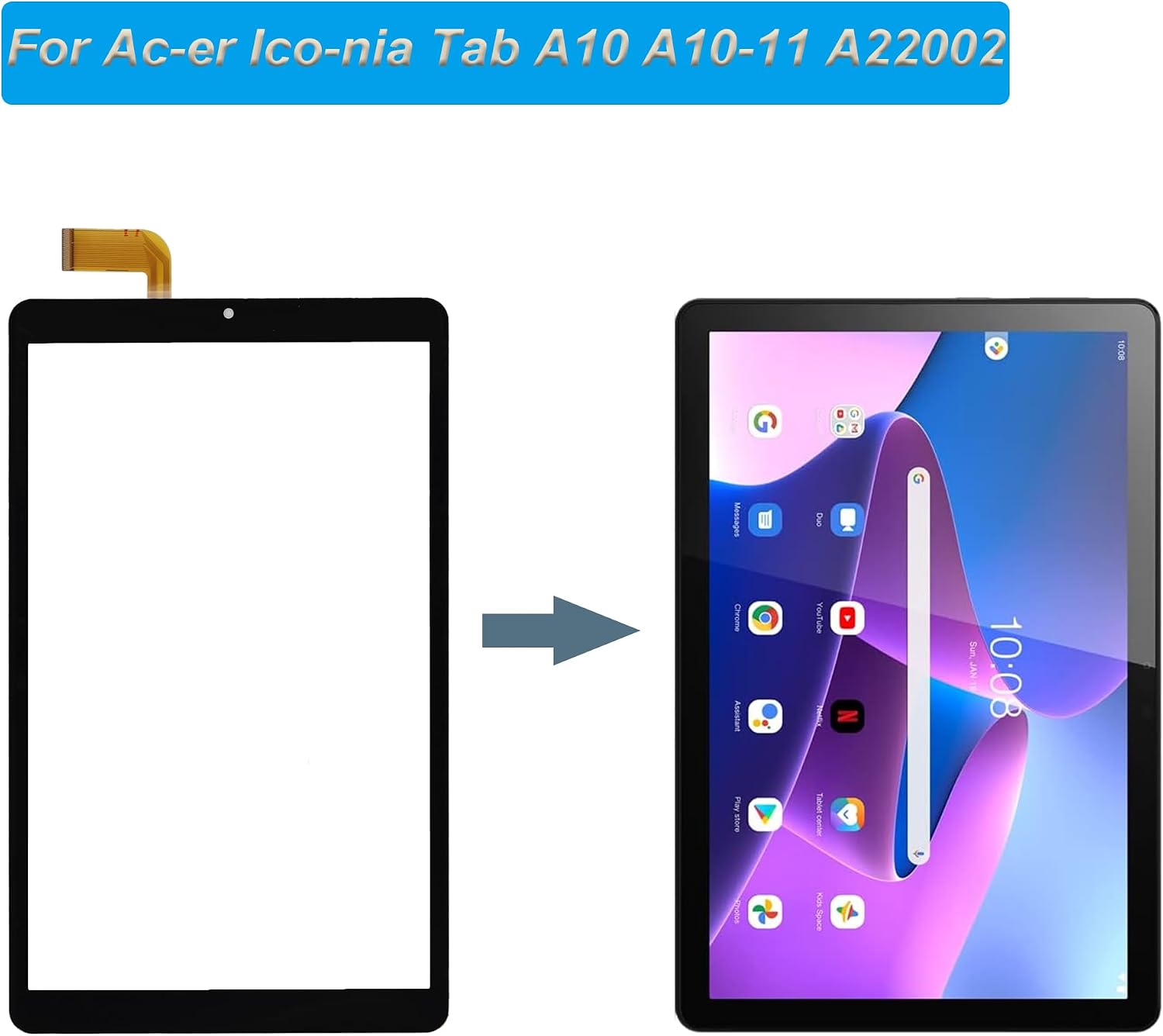 Front Glass Touch Panel Digitizer (Without LCD Display) Compatible with Acer Iconia Tab A10 A10-11 A22002 TP Touch 10.1 inch with Tools