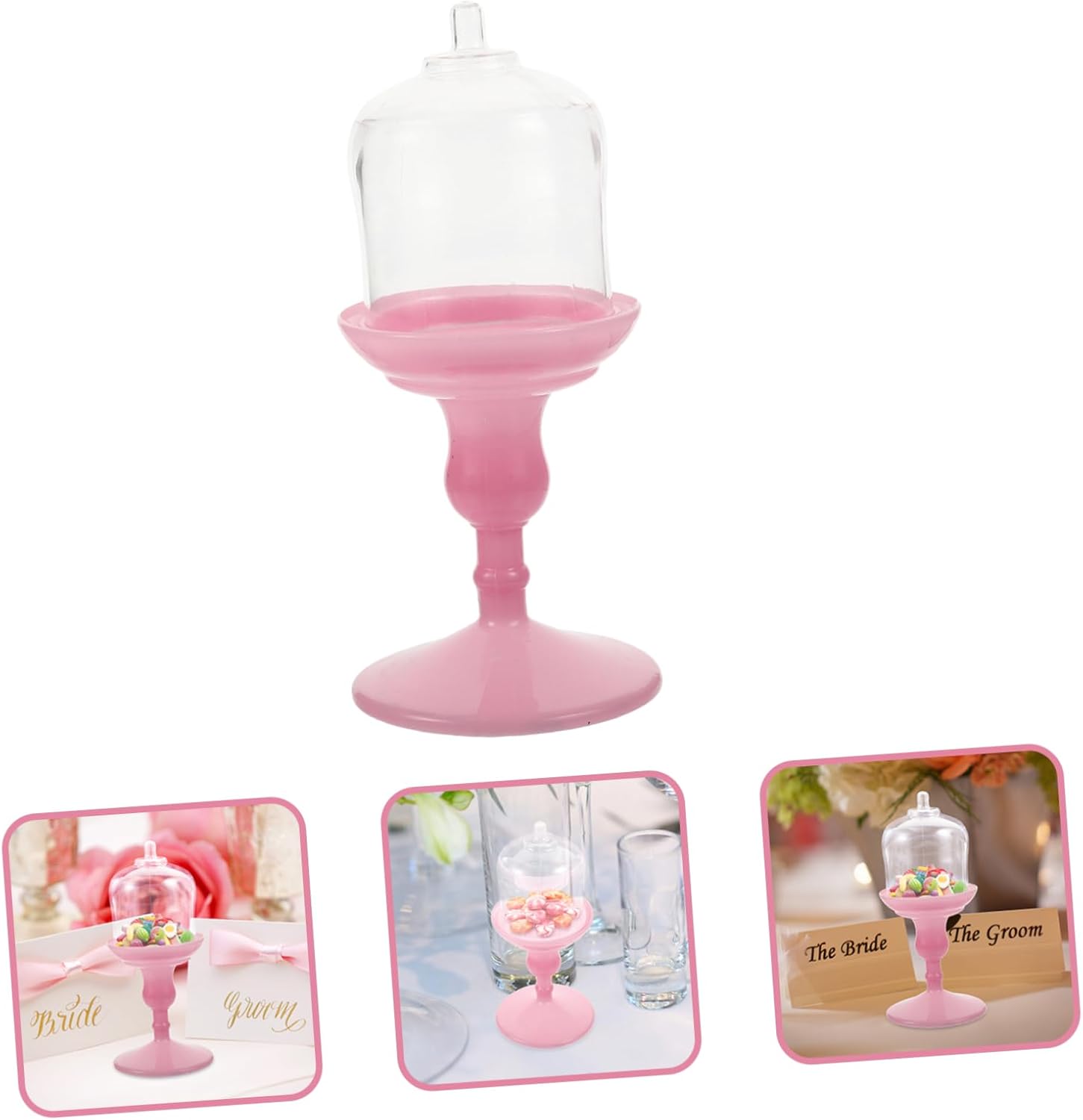 Cabilock 10pcs Pink Plastic Dome Shaped Candy Holder for Xmas Parties