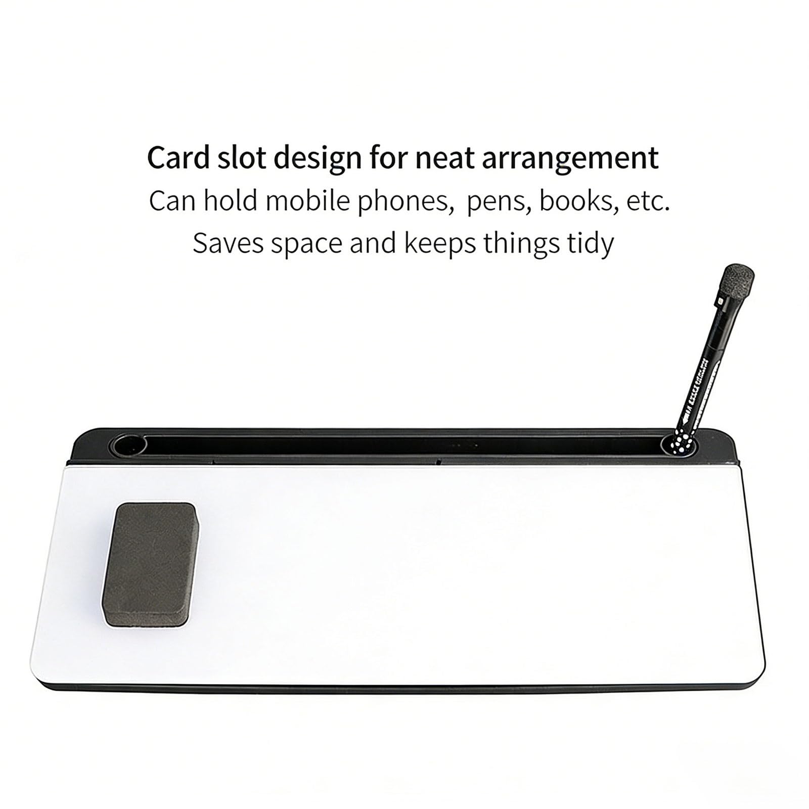 Bacheca da scrivania per ufficio con vassoio per accessori integrato e porta ricarica Blocco note portatile leggero in plastica ABS da 16, 5 cm larghezza con proprietario