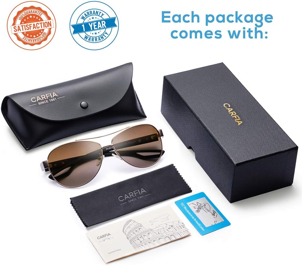 CARFIA Polarized Sunglasses for Women UV Protection Ultra-Lightweight Comfort Metal Frame Driving Glasses CA3210 - Image 9