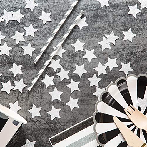 Image of MOWO Silver Star Confetti Table Decoration, 1.2'', 200pc | 200pc, Wedding Party Decor, Table Decor