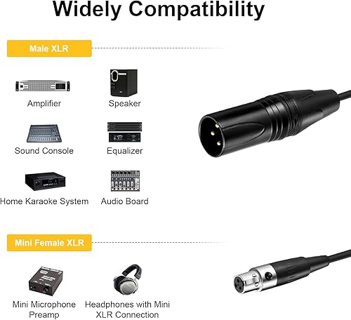 Miniatura 23 de EBXYA Cables XLR, paquete de 6 cables de micrófono XLR macho a hembra, cable de altavoz XLR equilibrado de 3 pines, cable de micrófono multicolor