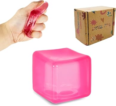 Squeeze Cube Squishy Toy, Stress Relief Fidget Toy Pink 3.5cm