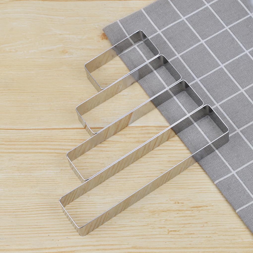 Juego de 5 cortadores de galletas de acero inoxidable duraderos para cortador de galletas de acero inoxidable a largo plazo, formas rectangulares, moldes de corte de pasteles, cuadrados largos, tamaño
