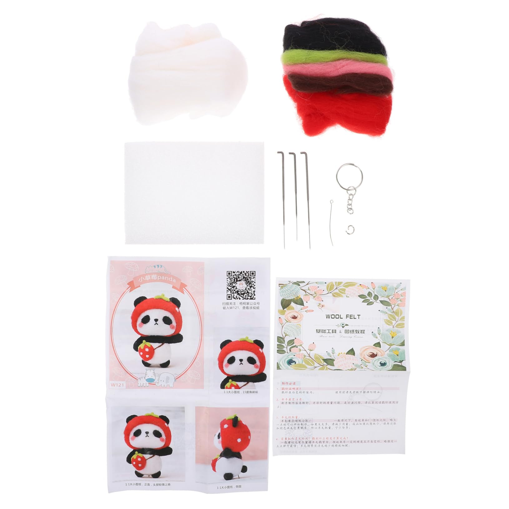 Veemoon 1 Set Panda Needle Felting Kit Beginner Wool Craft Materials Create Adorable Panda Doll DIY Present for Craft Lovers Relaxing Needle Felting Experience