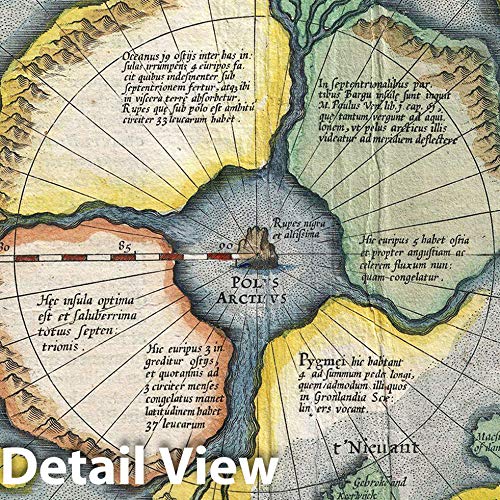 Vintage Map - Map of The Arctic (First Map of The North Pole) 1606