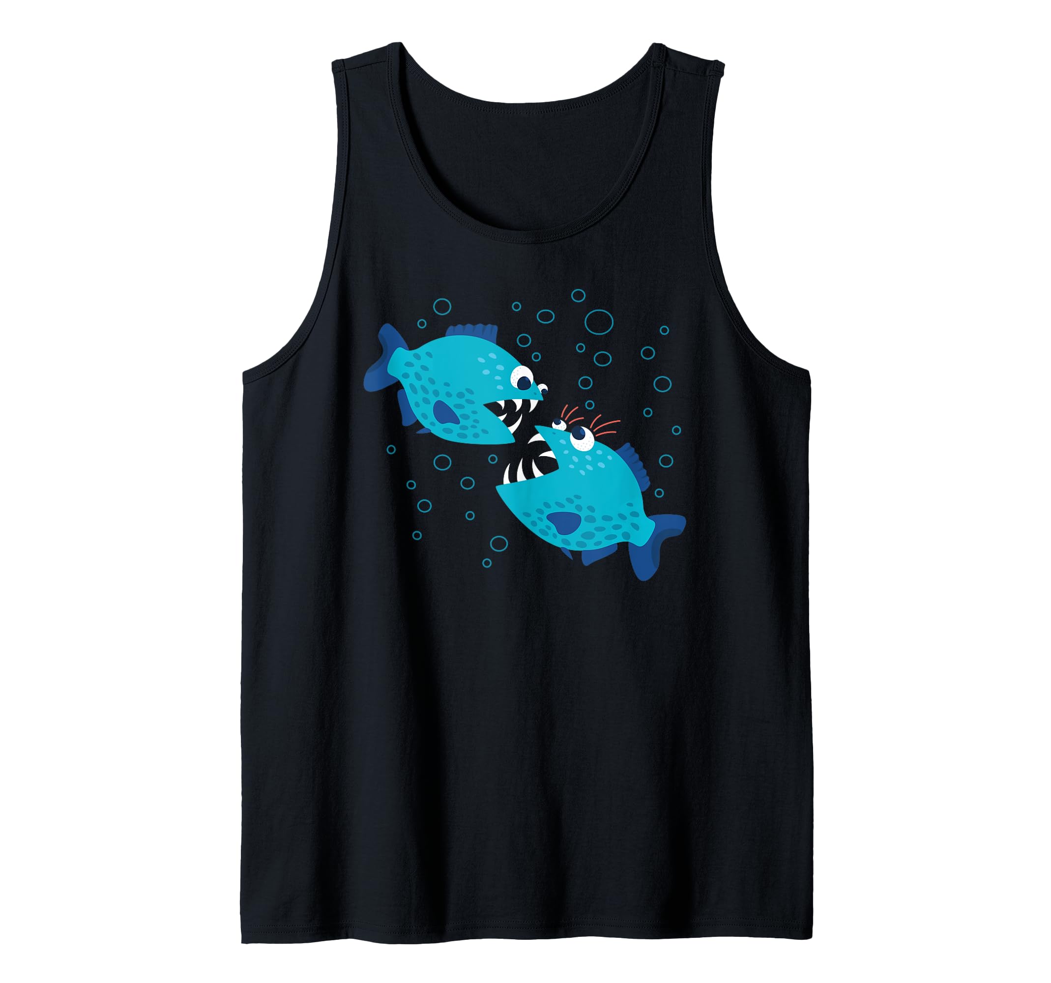 Threadless Boriana Funny Cartoon Piranha Fish Graphic Tank Top