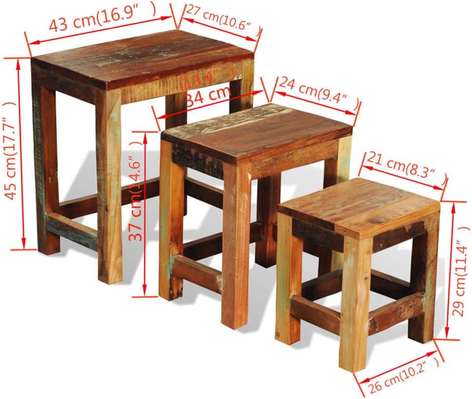 vidaXL Side Table Set of 3 Unique Designs for Each piece