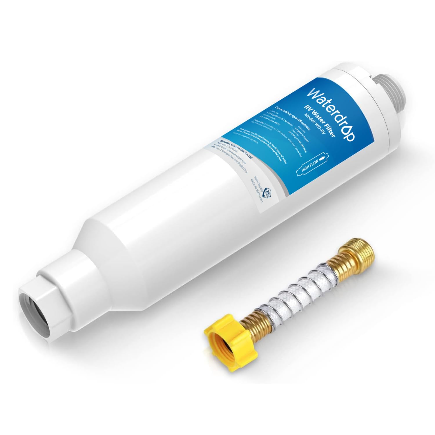 Waterdrop RV Inline Water Filter, NSF Certified, Reduces Chlorine, Bad Taste, Odor, Rust, Corrosion, Sediments and Turbidity, Dedicated for RVs, 1 Pack Water Filter with Hose Protector