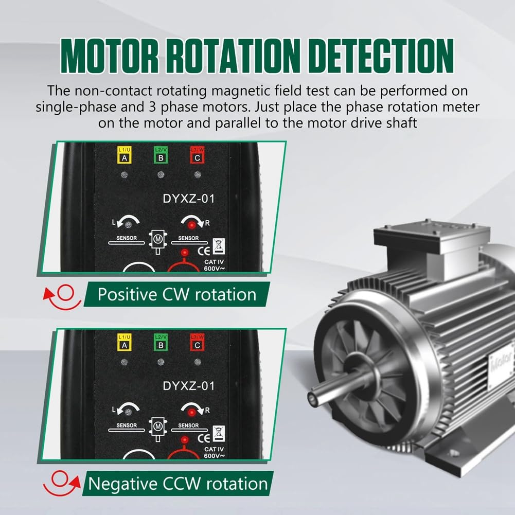 Comprobador de Voltaje DYXZ-01/Detector de Secuencia de Fases Sin Contacto, Medidor, Pantalla LED, Comprobador Trifásico.