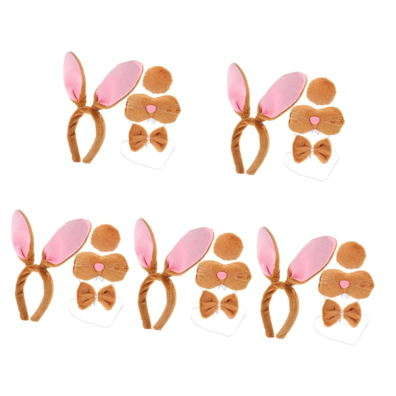 VICASKY 5 Ensembles Set Daccessoires Cosplay Lapin pour Halloween Tête Oreilles et Queue de Lapin Costume Animal pour Adultes et Cosplay et Confortable